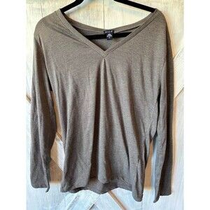 ENZA Gray Long-Sleeve Top Women's XL Extra-Large Shirt Soft Capsule Wardrobe